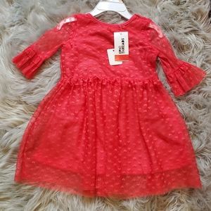 BNWT girls pink dress with hearts Size 2T